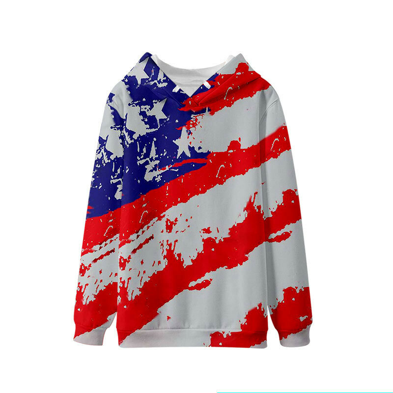 Sudadera con capucha de la bandera americana para hombre y mujer, suéter 3D con estampado de calle informal, Tops, novedad de 2022