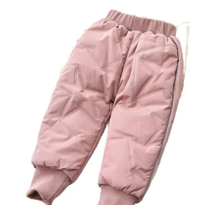 Winter Children Cotton Pants Baby Boy Down Pants Four-layer Fleece Thickening Cotton Children Clothes Boy Girl Trousers 0-6Y