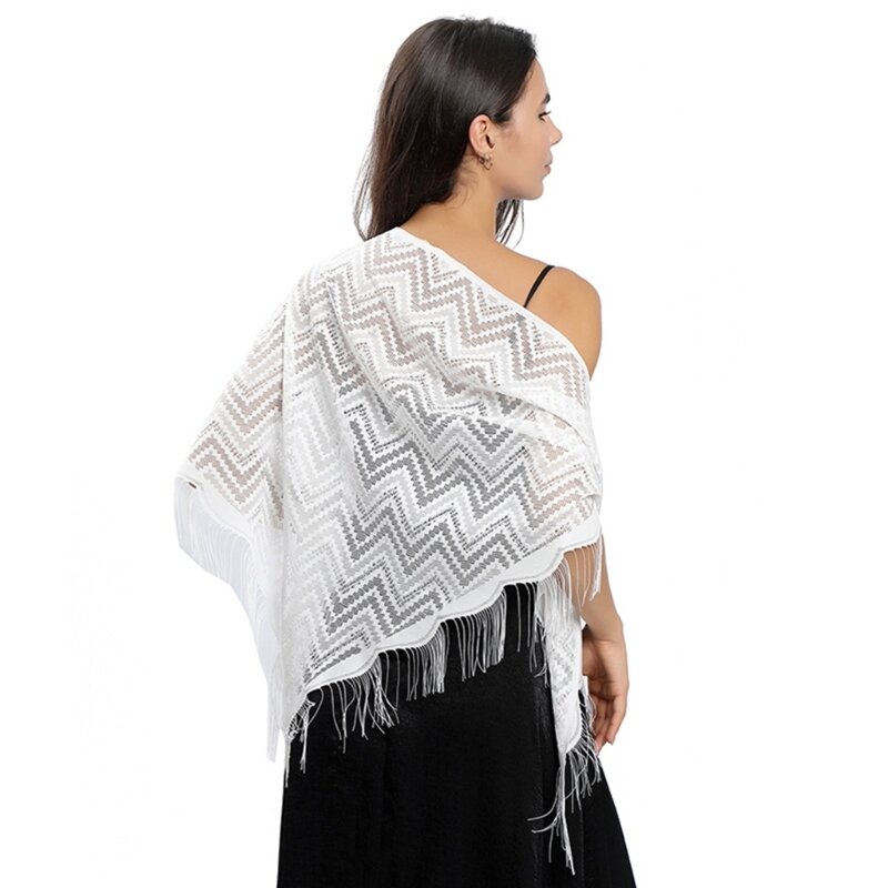 Bufanda transpirable con borlas para mujer, chal grande para exteriores, decoración de verano