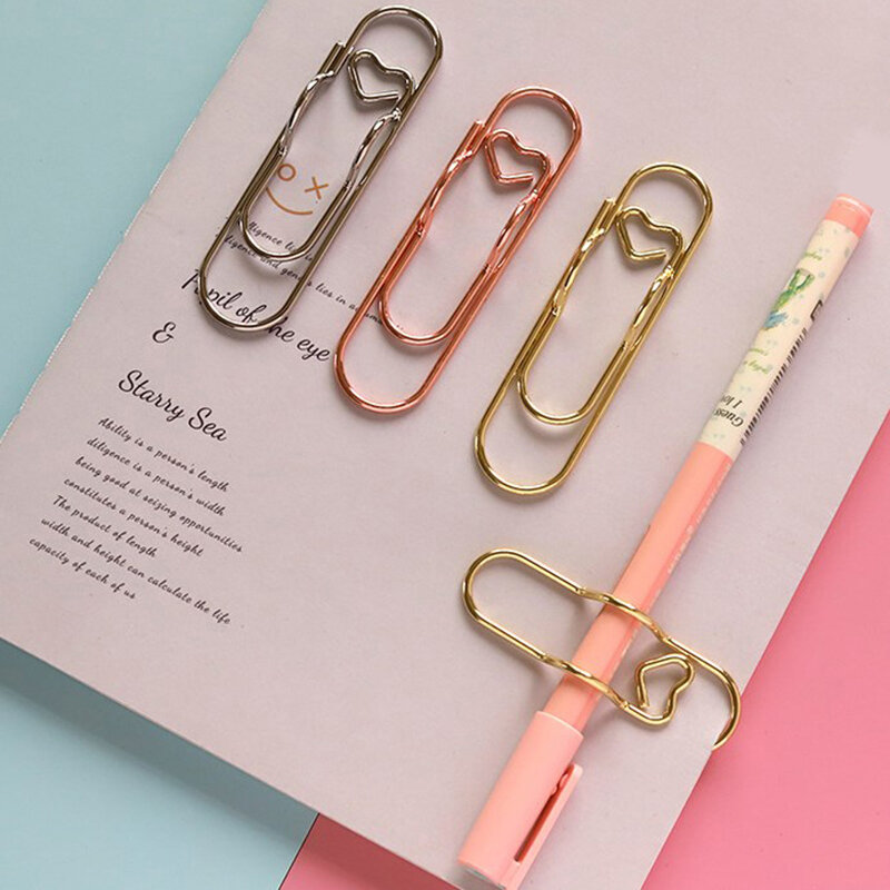 5Pcs Paper Clip Notebook Fix Pen Holder Clips Book Pin Bookmark Photo Memo Ticket Clip Stationery Office School Supplies