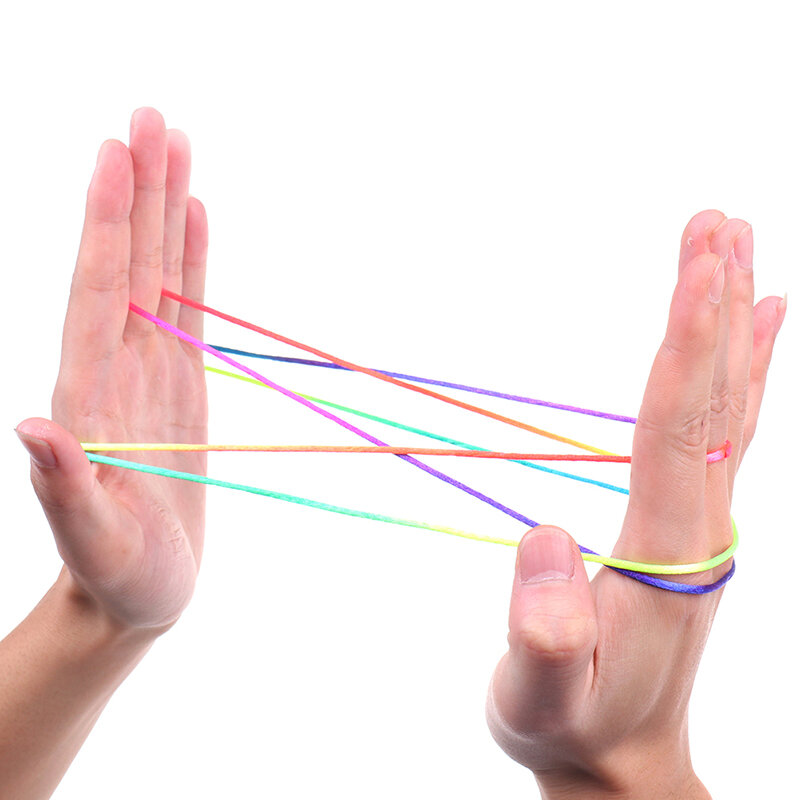 Cuerda de hilo de dedo de color arcoíris para niños, juego de cuerda, juguete de desarrollo