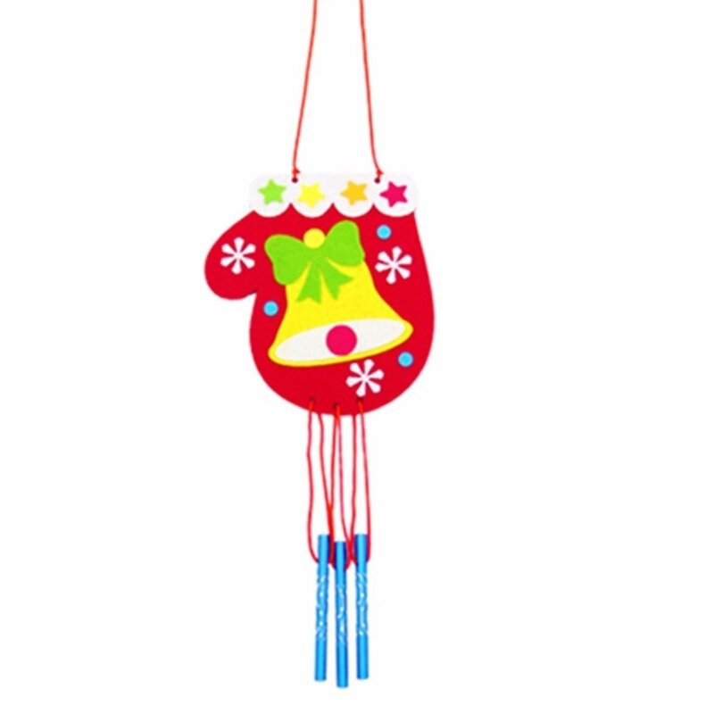 Conjunto artesanía carillón viento Navidad para niños, campanas viento hechas a mano, juguete, Kits Material