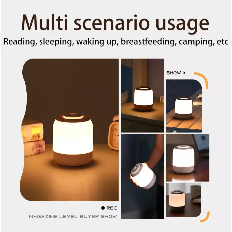 Portátil LED Night Light com Sensor de Toque, Abajur, Bedside Lamp, Bedroom Light, Desk Lamp, Kids Gifts