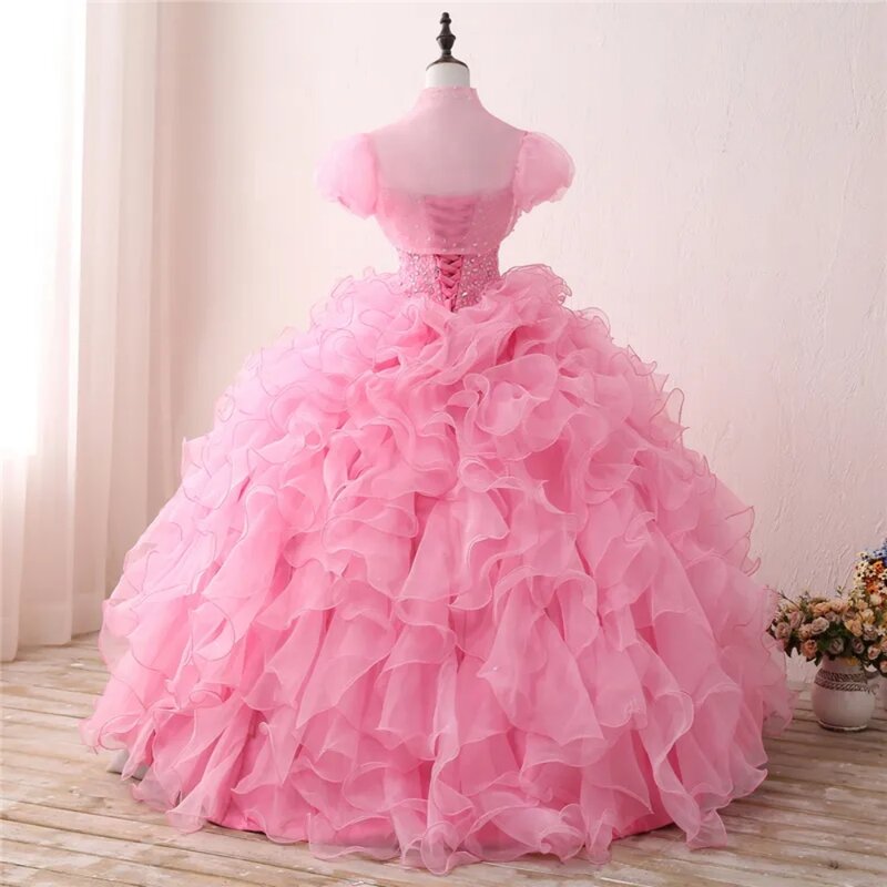 Elegant  Pink Ball Gown A-Line Dresses Beaded Prom Sweet Dress Plus Size Back Lace Up Customed  فساتين مناسبة رسمية 2024