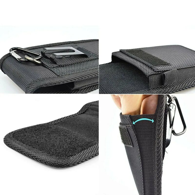 Bolsas de teléfono móvil de gran capacidad, funda con lazo para cinturón, funda tipo billetera, bolsa de cintura, Protector de teléfono negro