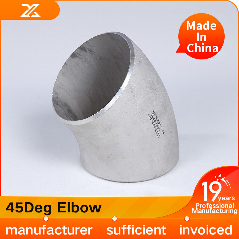 304 الفولاذ المقاوم للصدأ ملحومة الكوع ختم التخليل لحام الصناعية الصف سلس الكوع 45 درجة 1.5D Φ 25-133