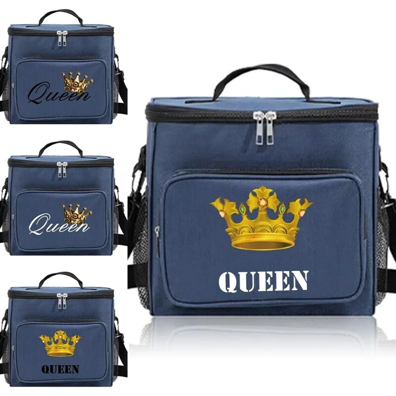Lunch Box Thermal Handbag Cooler Organizer Case Outdoor Travel borsa da pranzo a tracolla impermeabile per uomo e donna Queen Printing