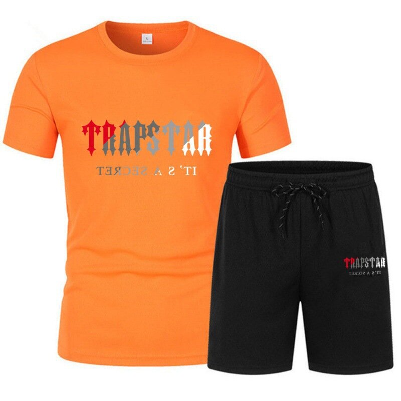 2024 New Men's Fitness Fashion Set Men's casual sportswear set Quick drying sportswear Short sleeved T-shirt+shorts 2-piece set