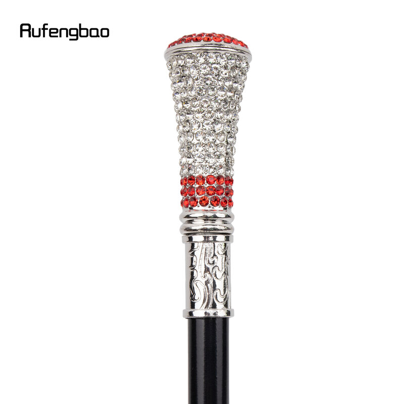 Tongkat berjalan berlian buatan merah putih, tongkat Cosplay elegan modis dekorasi 92.5cm