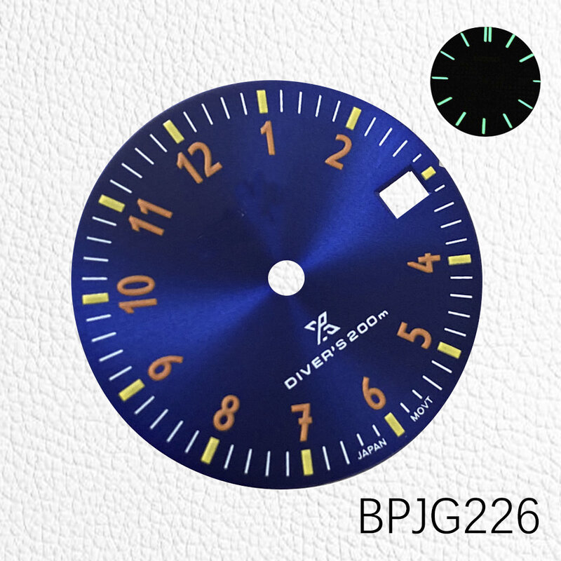 Contato Serviço Primeiro!!! Green Glow Dial com números Glow, acessórios personalizados para relógios, NH35, S ko Mod, 28.5mm