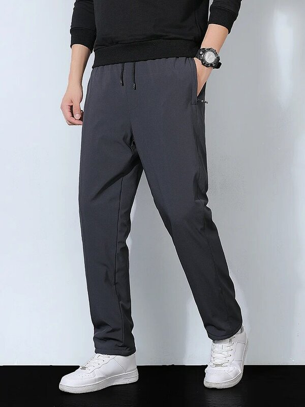 Winter Thick Warm Fleece Sweatpants Men Joggers Plus Size Straight Long Track Pants Windproof and Waterproof Thermal Trousers