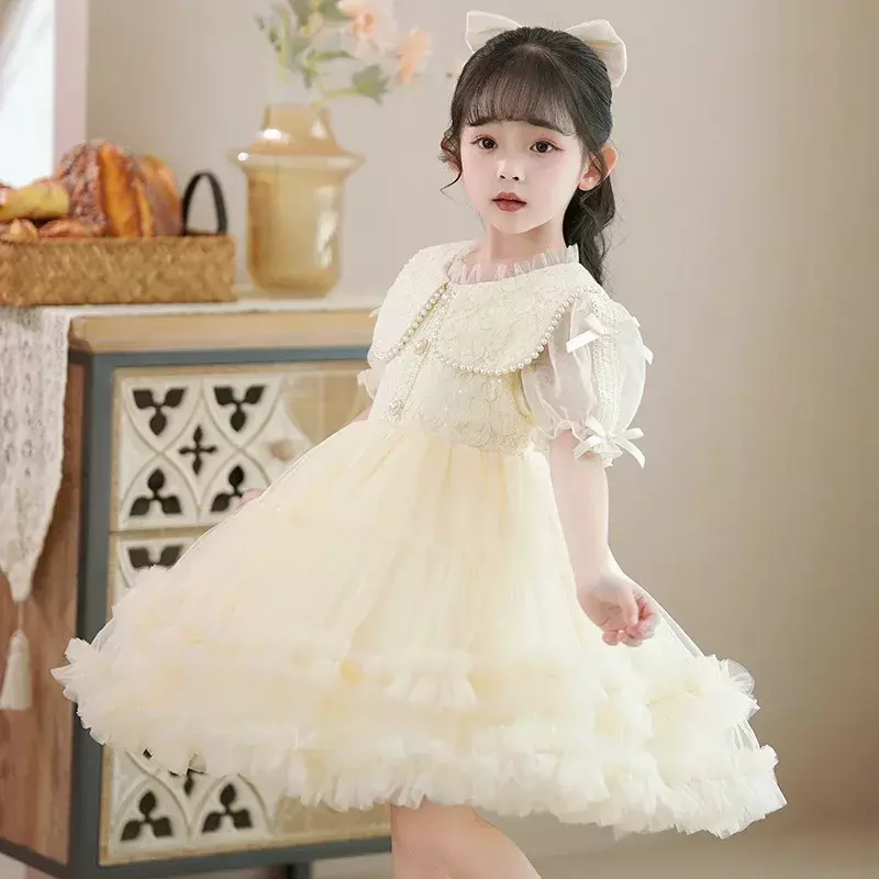 Girl's Princess Summer New Children's Fashionable Fluffy Yarn Little Girl's June 1st Performance Dress