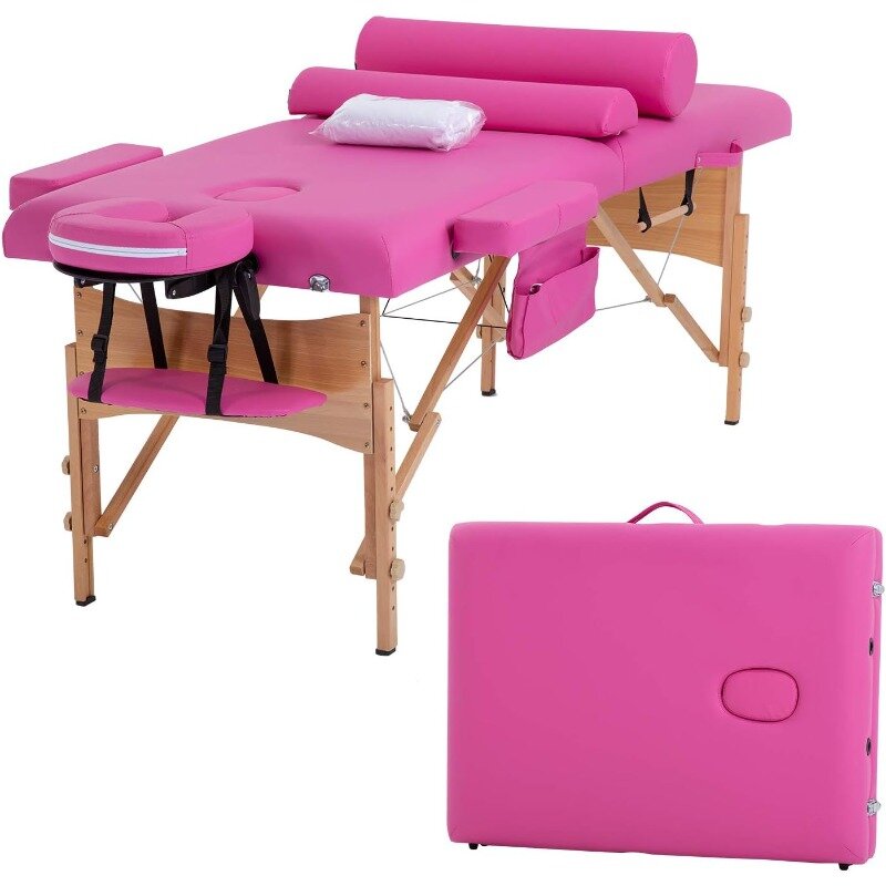 Mesa de masaje ligera, cama de Spa de 84 pulgadas de largo, 2 ganchos de refuerzo, Reiki físico, altura ajustable