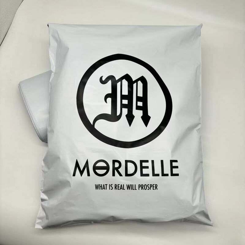 Биоразлагаемый логотип на заказ, печатный высококачественный матовый белый Поли Матовый почтовый ящик, черная логистическая упаковка, серебряный почтовый пакет