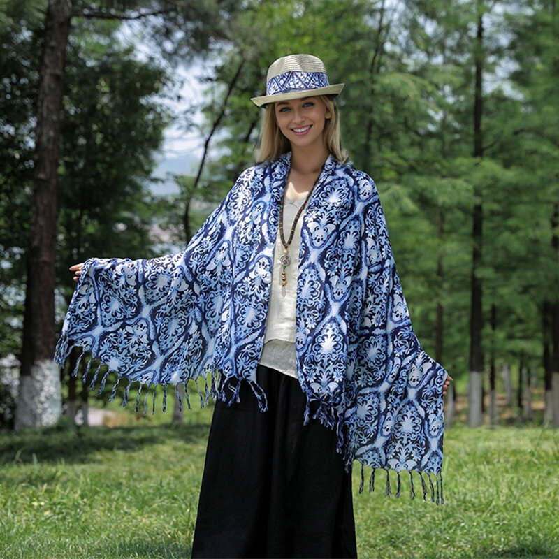 Роскошная брендовая шаль из пашмины в национальном стиле, женские шарфы с защитой от солнца, дизайнерские женские шарфы из хлопка с принтом, шарфы-палантины