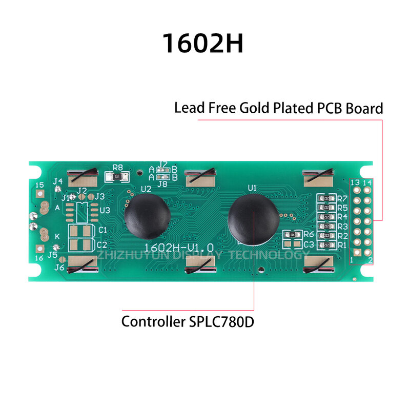 14PIN modul baris ganda 1602H karakter Dot Matrix layar cahaya oranye karakter hitam Lcd1602 layar LCD 16*2 modul