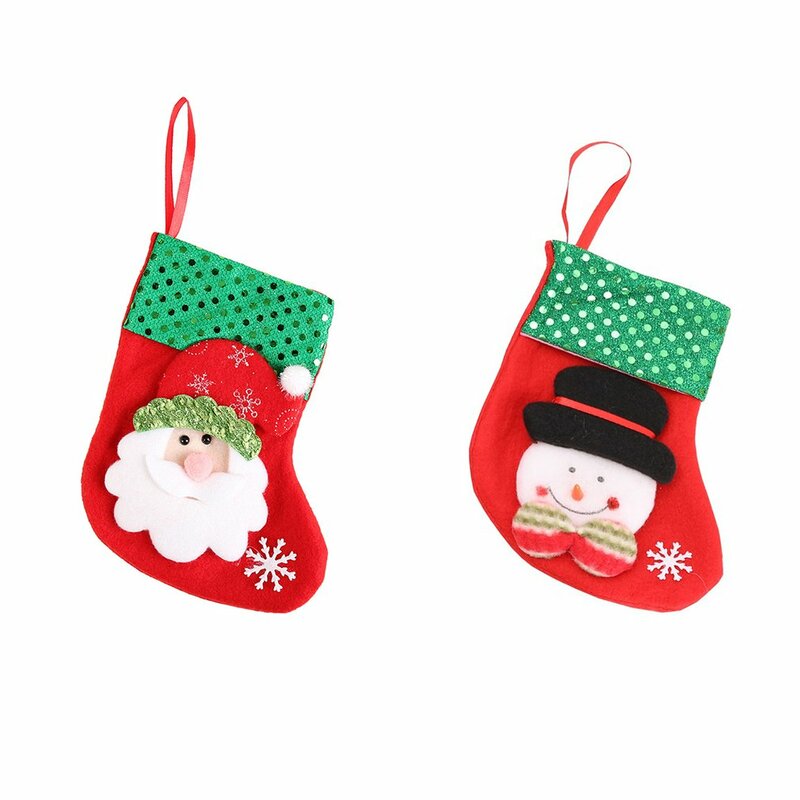 Tas stoking Natal Tahun Baru tas permen hadiah Natal dekorasi Natal kaus kaki rumah ukuran kecil dekorasi pohon Natal