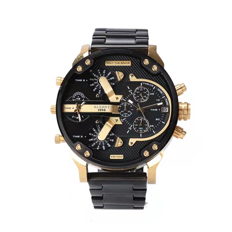 Reloj de pulsera redondo Unisex, relojes de cuarzo dorado, reloj de banda de acero inoxidable