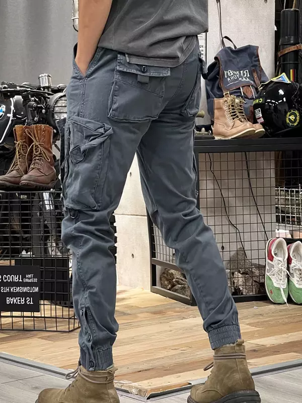 Pantaloni maschili pantaloni Cargo da uomo estetici larghi all'aperto impilati kaki escursionismo di grandi dimensioni abbigliamento lungo di moda cotone di lusso