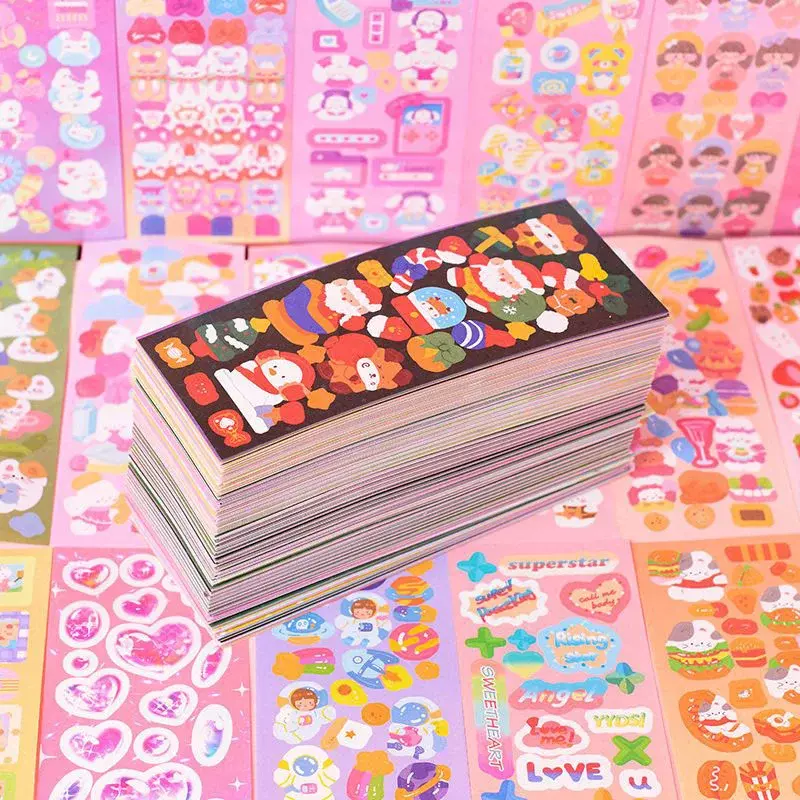 200 buah stiker lembar tanpa berulang untuk anak-anak Kpop cantik estetika lucu Set Pack DIY mainan anak perempuan dekorasi alat tulis Scrapbooking