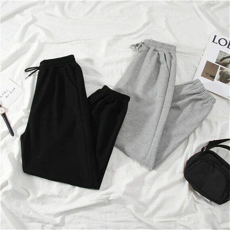 Women Casual Solid Sweatpants Spring Autumn Drawstring Baggy Elastic Waist Winter Fashion Sports Pants Loose Y2K Joggers