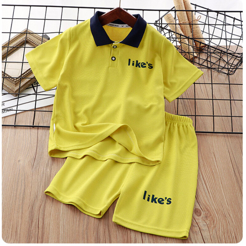 Summer Baby Boy Clothes Set Children Lapel Tshirts and Shorts 2pcs Suit Teenage Letter Short Sleeve Top Bottom Outfit Tracksuits