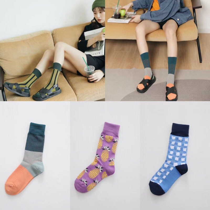 Индивидуальные трендовые нейтральные носки в японском и корейском стиле ретро уличные носки для пар