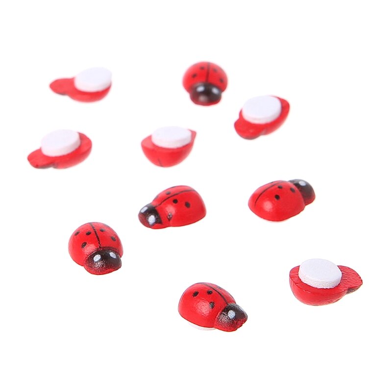 YYSD 10 sztuk Mini biedronka czerwony chrząszcz biedronka Fy na domek dla lalek ozdoba ogrodowa