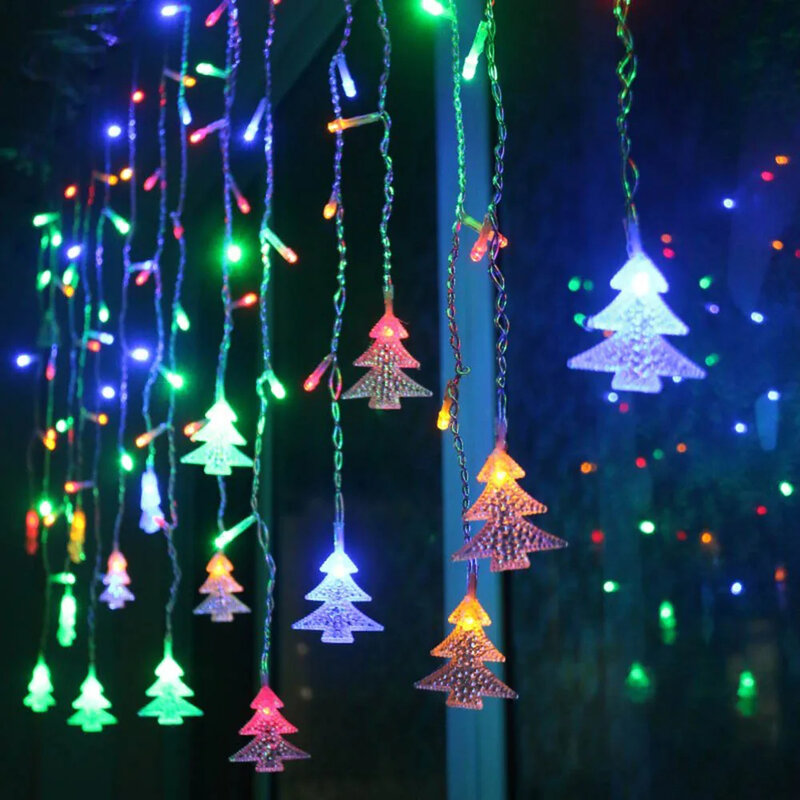 クリスマスの装飾のためのLEDストリングライト,クリスマスツリー,カーテン,結婚式のネオンランタン,休暇の装飾,220v
