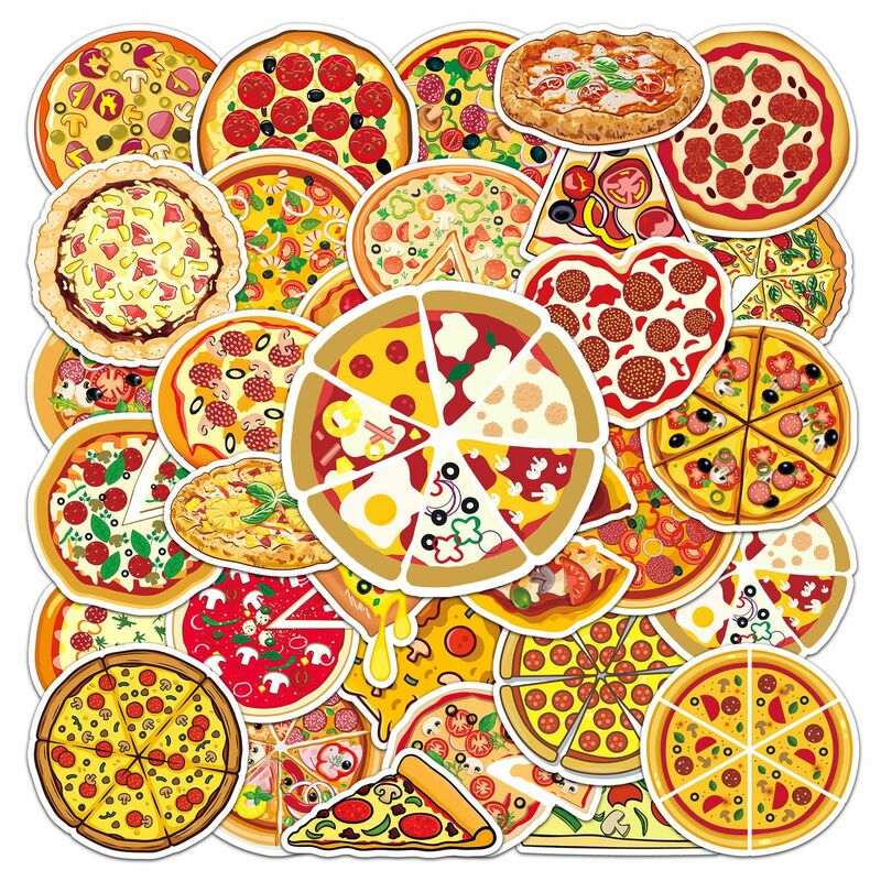 50 buah lezat seri Pizza stiker grafiti cocok untuk helm Laptop Dekorasi Desktop DIY stiker mainan grosir