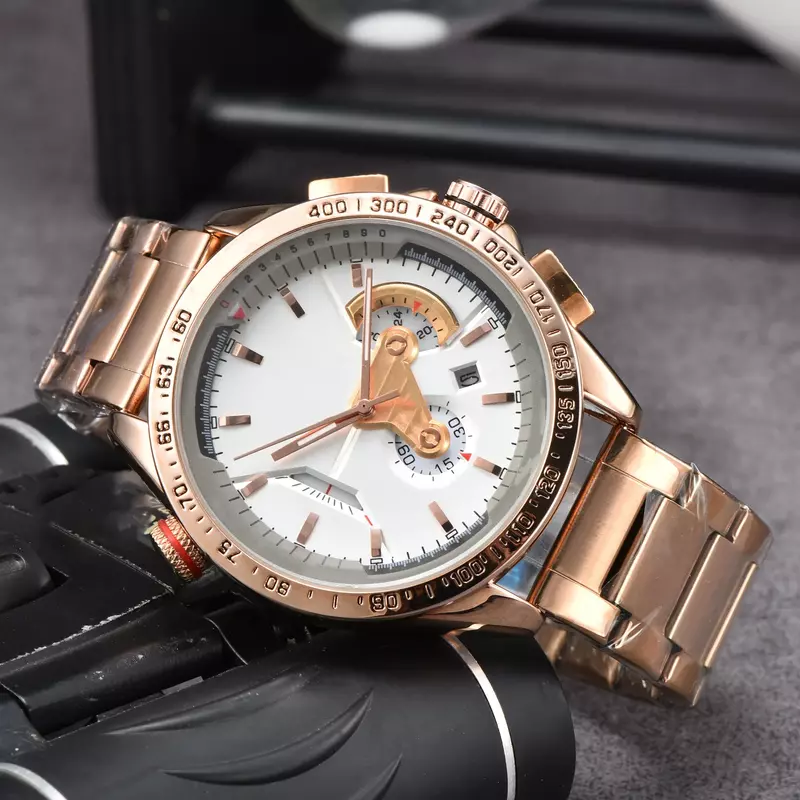 男性用の高級ブランド時計,クラシックな多機能クォーツ時計,日時,時計