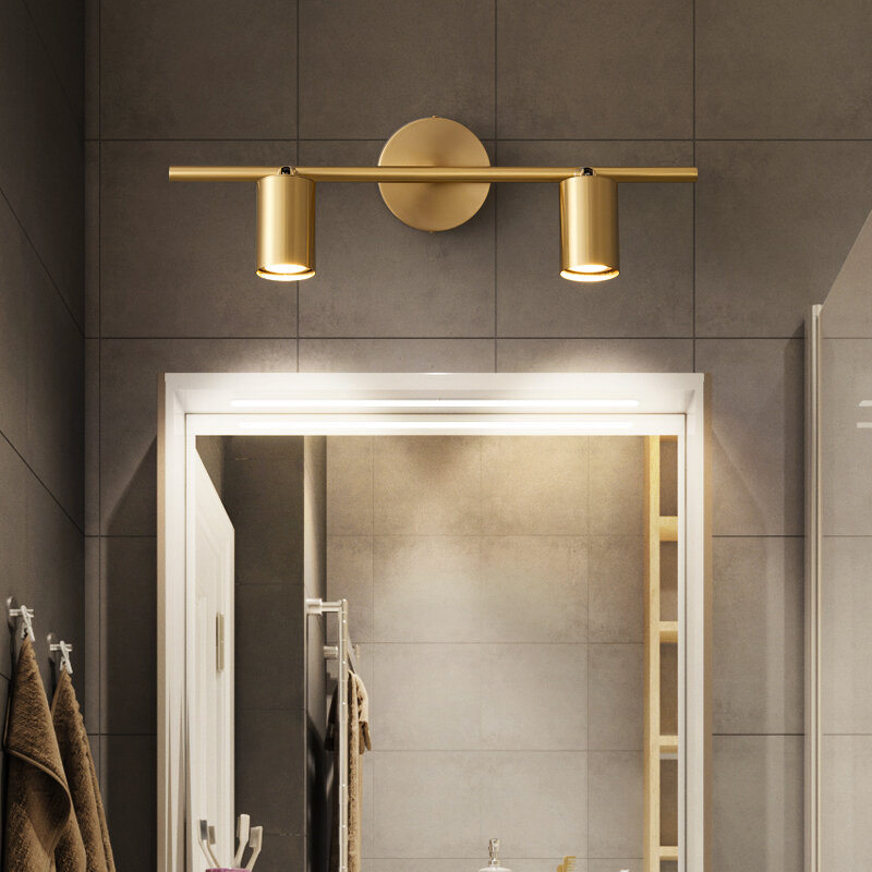 Klasyczna miedziana lampki do toalet mosiężna światło przednie kinkiet LED dekoracja domowa oświetlenie łazienkowe nad lustrem