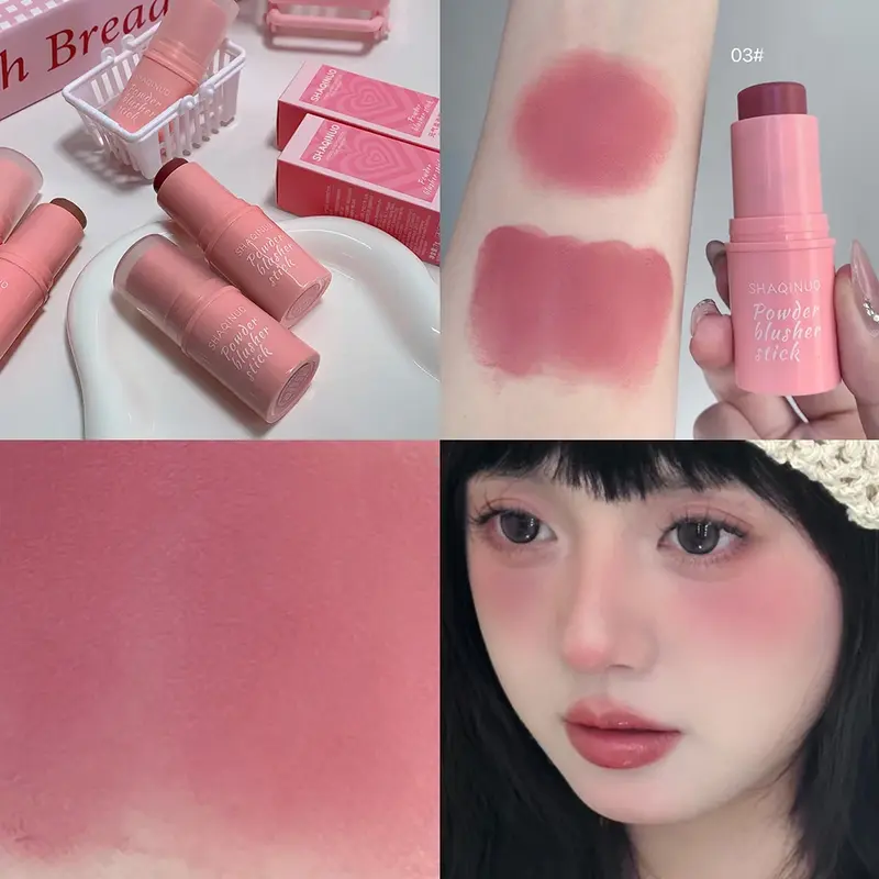 Matte Smooth Rouge Blush Stick Naturally Saturated Long-lasting Waterproof Blush Brighten Skin tone Expanding Color Blush Stick