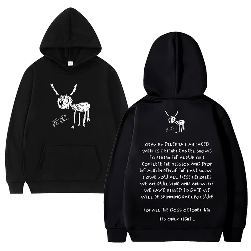 Rapper Drake untuk semua anjing Hoodie Pria Wanita Y2k Fashion pullover bulu domba dua sisi dicetak kaus ukuran besar uniseks