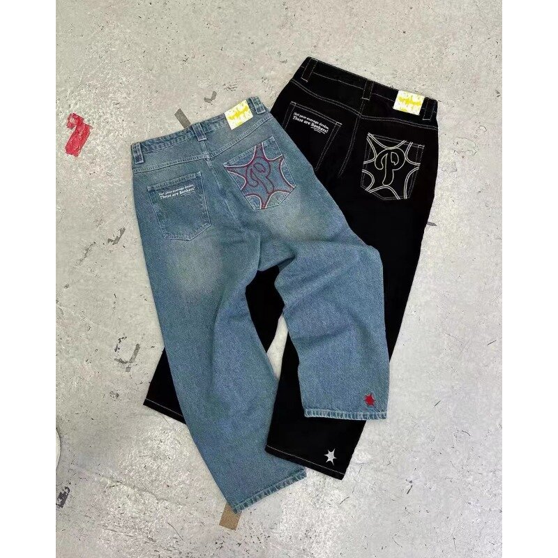 2023 new trendy hip-hop jeans for men and women, personalized trendy clothing, simple and versatile straight casual pants
