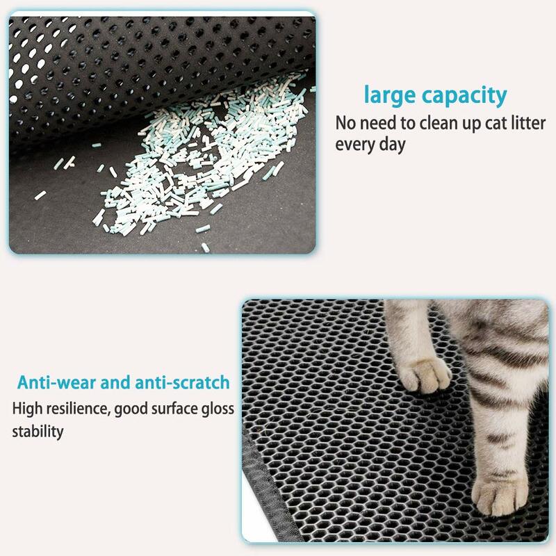 Alfombrilla impermeable para arena de gato, estera plegable de doble capa EVA para atrapar Arena de gato, almohadillas de cama para gatos, suministros de limpieza para mascotas