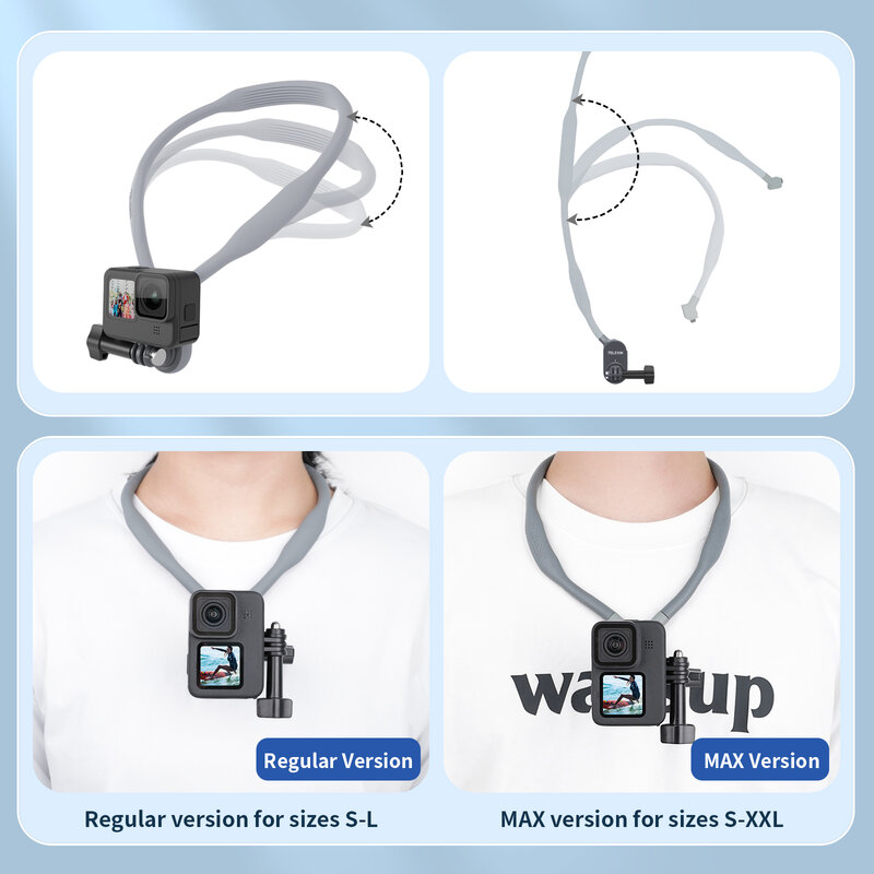 TELESIN-soporte magnético de cuello de silicona para Cámara de Acción, accesorios para GoPro Hero 12, 11, 10, 9, 8, 7, 6, 5, Insta360, DJI Osmo