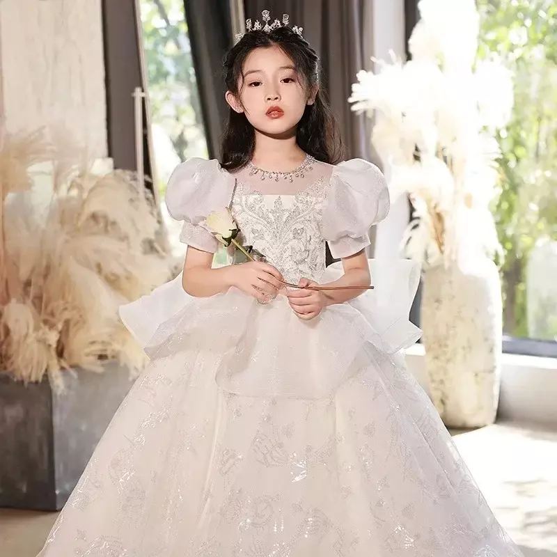 فستان للأطفال ، فتاة زهرة الجنية ، عرض بيانو للزفاف ، أداء بيانو ، مضيفة ، ربيع ، جديد ، من نوع الأميرة