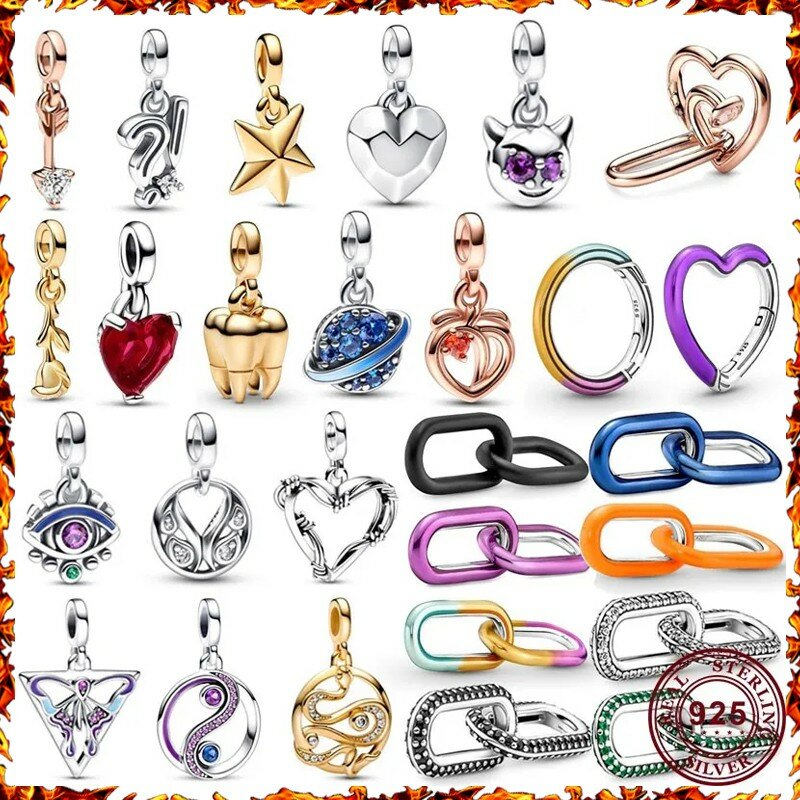 Bracelet en argent regardé 925 exquis pour femme, connecteur Love Closer, accessoires de logo, breloque originale, bijoux chauds, nouveau