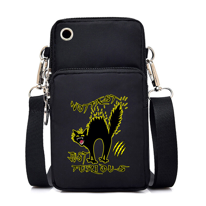 Funny Cat Mini Mobile Phone Bag Girl Cartoon Shoulder Bag Not Fast Just Furious Coin Purse Funny CrossBody Bag Women Handbag