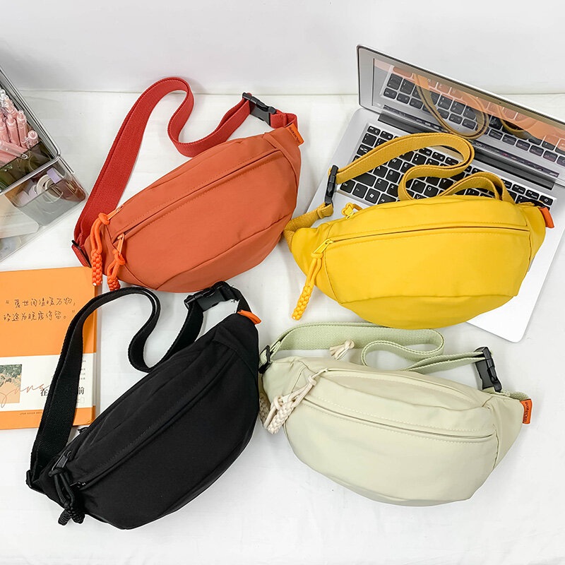 女性用キャンバスジッパー式ウエストパック、高品質のソリッドパック、用途の広いバッグ、販売中、2023
