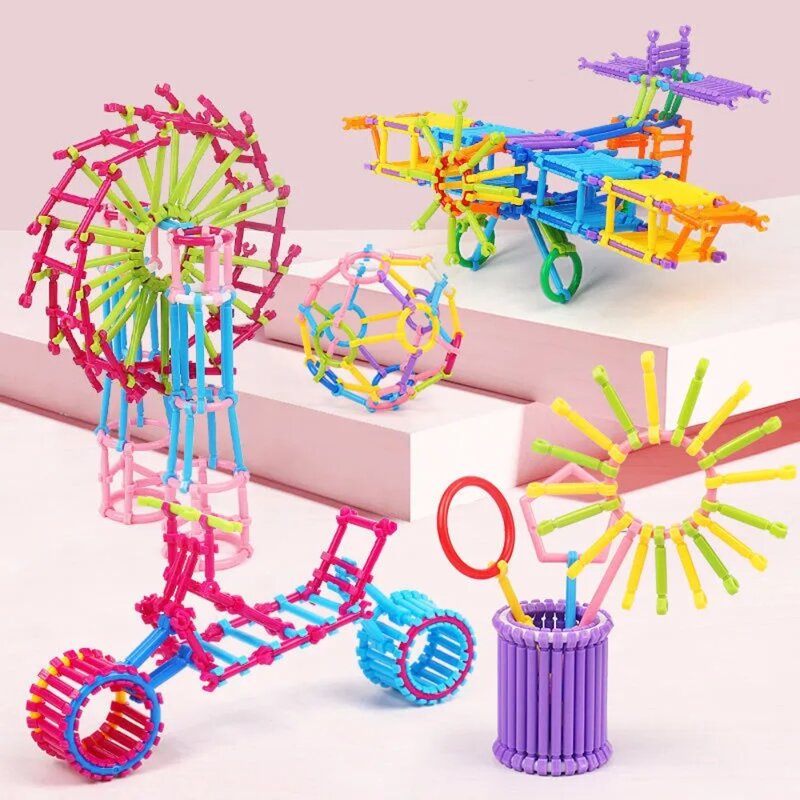 Juguetes de bloques de construcción Montessori, palo inteligente de plástico, juguete de bloques ensamblados mágicos, coloridos, DIY