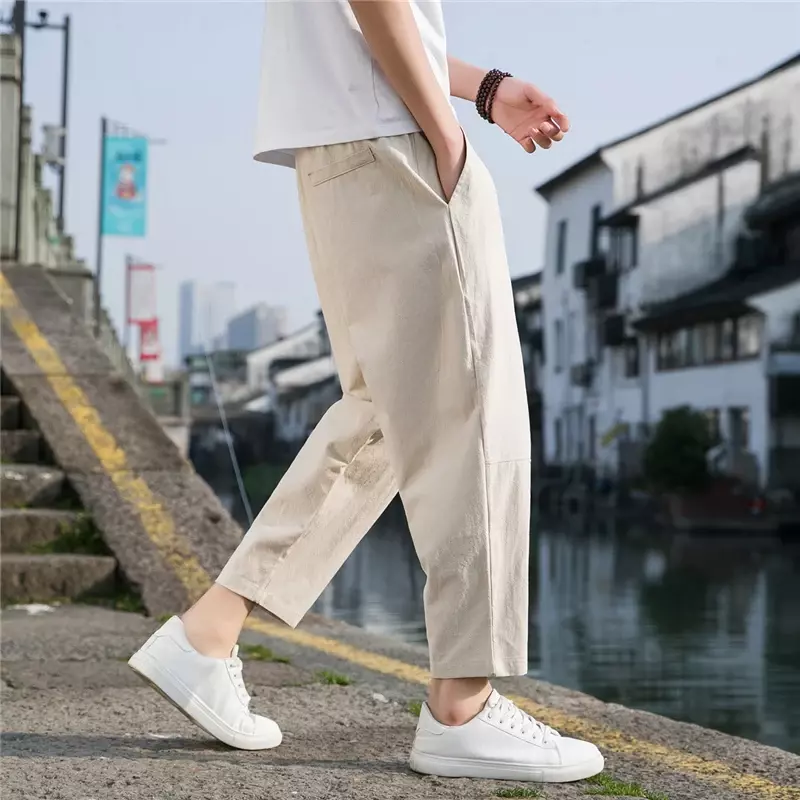 M-5XL!2023 New Men's Casual Trousers All-match Loose Linen Trousers Fashion Trend Trousers Cargo Pants Men