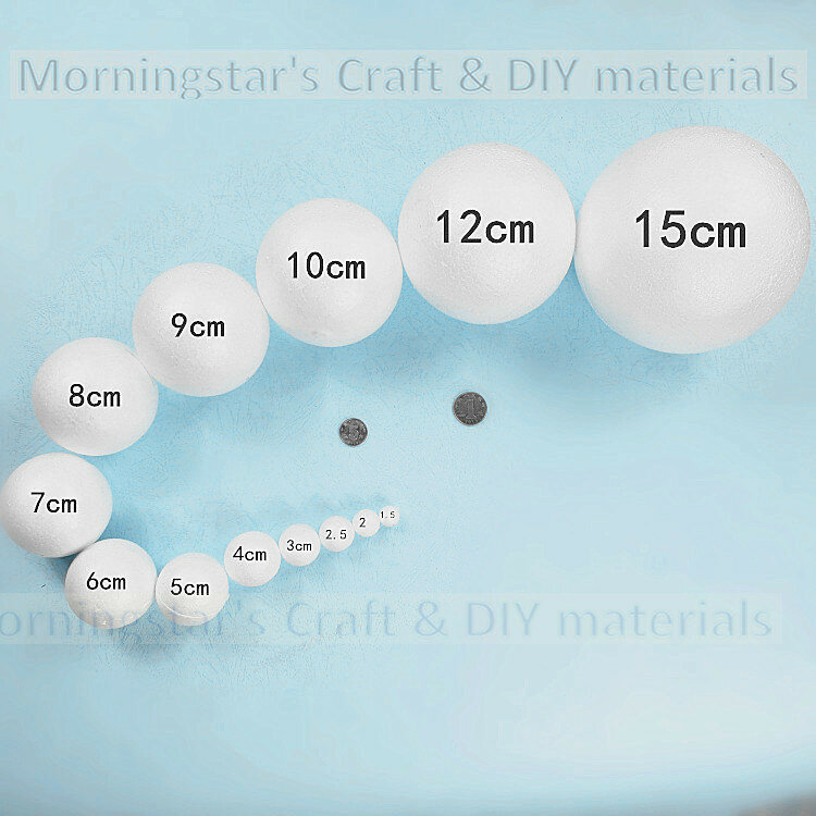 1/1.5/2/2.5/3/4/5cm White Modelling Craft Polystyrene Styrofoam Round Foam Balls For Wedding Party Decorative