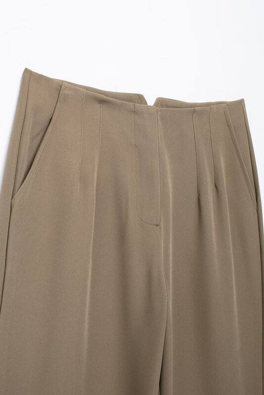 Брюки женские плиссированные с завышенной талией, повседневные свободные прямые Костюмные брюки в стиле ретро, с боковыми карманами