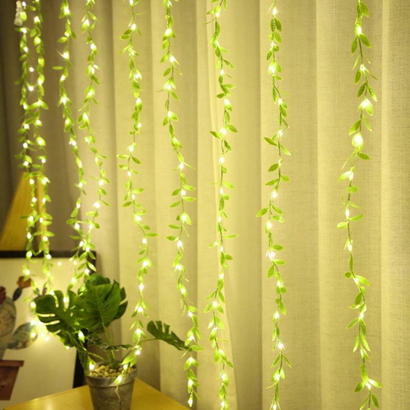 LED Plug-In Leaf Lights para Parede, Iluminado Willow Vine, 8 Modos, Vine Light Up, Hotel, Pátio, Sala de Jantar, Escola