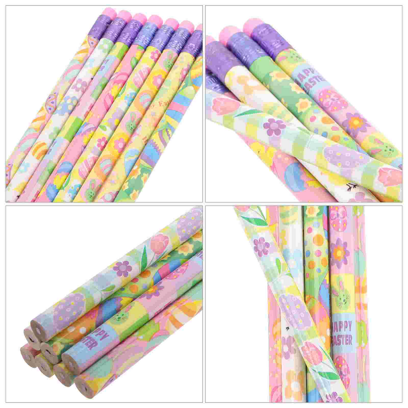 50 Pcs Easter Spring Pencil Easter Pencil Cartoon Pencils with Animal Top Erasers Erasers For Kids Writing Portable Office