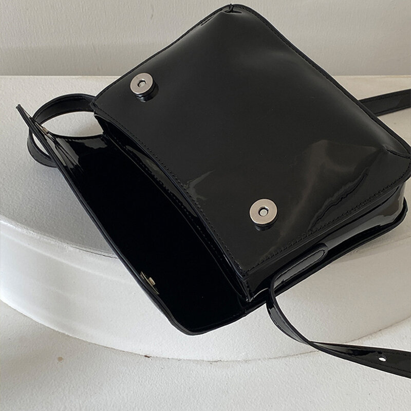 Retro Armpit Saddle Crossbody Bags Luxury Designer PU Leather Glossy Shoulder Bag Women’s Square Bag Fashion Hobo Bag