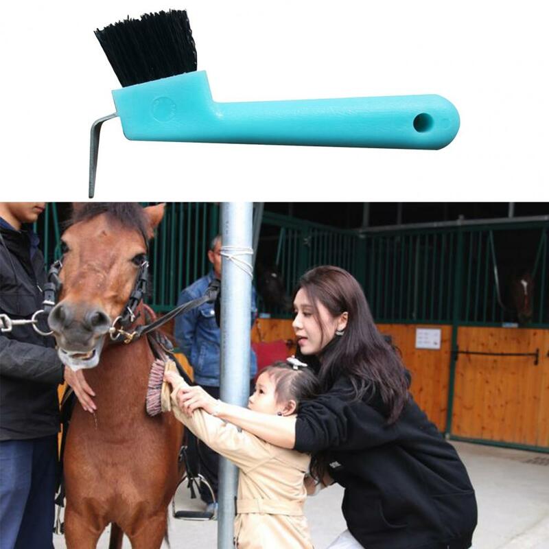 Soft Grip Hoof Rubber Pick com escova de plástico, Horse Grooming Horseshoe, Ferramentas de limpeza profissional, Anti-Slip, 1PC