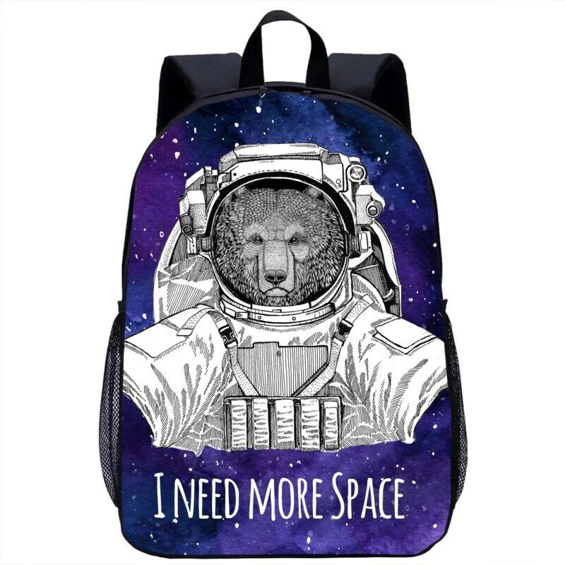Mochila padrão astronauta para homens e mulheres, bolsa de armazenamento casual, mochilas de viagem, animais criativos adolescentes, meninas e meninos